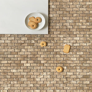 Light Emperador Brick 1x2 Marble Mosaic Polished Tile for Shower Floor | Shower Wall | Kitchen Backsplash | Floor Tile | Wall Tile | Kitchen Floor All Marble Tiles