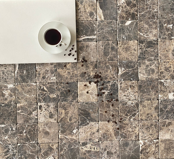 Dark Emperador 4x4 Marble Tumbled Tile $6/SF for Shower Floor | Shower Wall | Kitchen Backsplash | Floor Tile | Wall Tile | Kitchen Floor All Marble Tiles