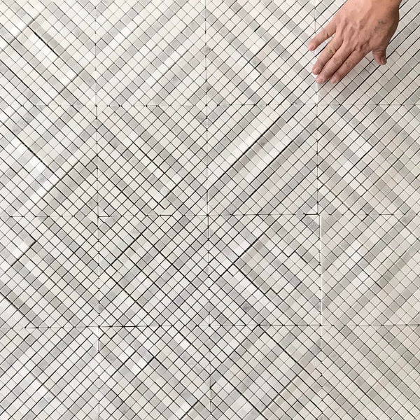 Matrix Waterjet Mosaic Polished With Thassos & Carrara All Marble Tiles