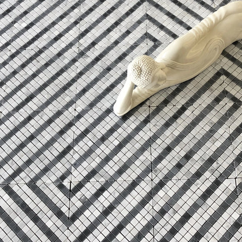 Matrix Mosaic Polished With Carrara & Bardiglio All Marble Tiles