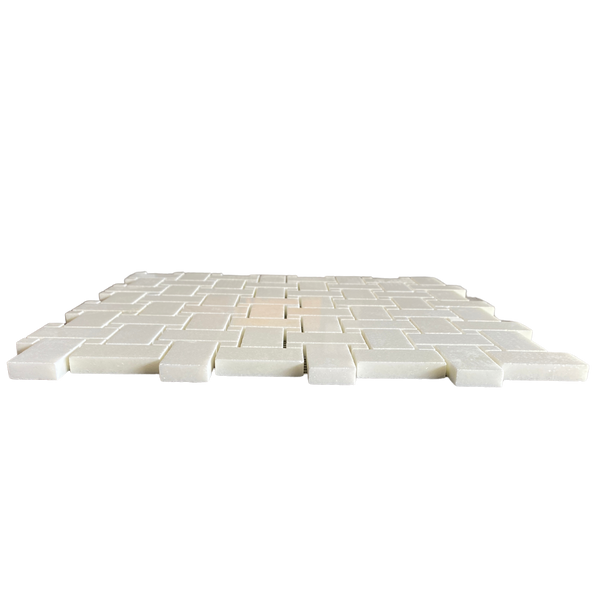 Thassos White Marble Polished Basketweave Mosaic All Marble Tiles