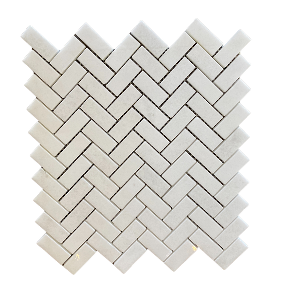 Thassos White Marble Polished 3/4x2 Herringbone Mosaic All Marble Tiles