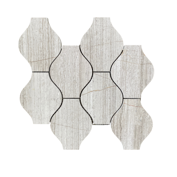 Oyster Gray Drift Wood Lanterna Waterjet Mosaic Kitchen Backsplash Tile| Accent Wall Waterjet| Luxury Waterjet Mosaic Tile| Brown Kitchen Backsplash| Modern Wall Tile All Marble Tiles