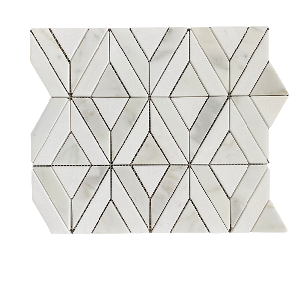 Marquee Waterjet Mosaic Tile Polished| Calacatta Gold & Thassos| Premium Marble Tile| Elegant Back Splash Design| Kitchens & Bathroom| Luxury Upgrade All Marble Tiles