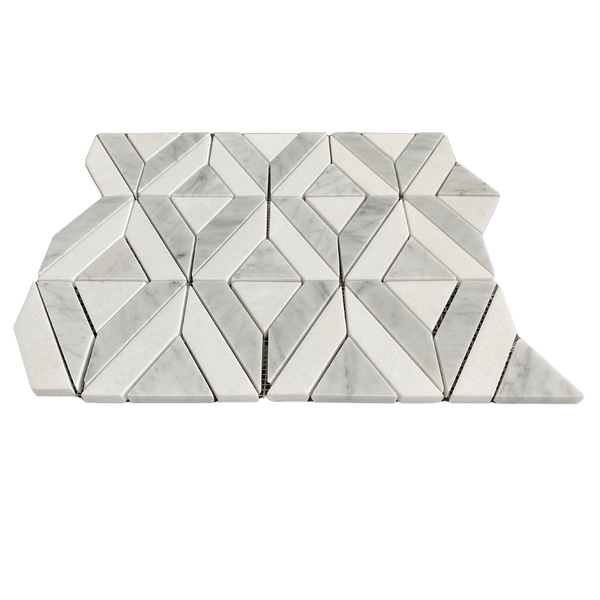 Marquee Waterjet Marble Mosaic Carrara & Thassos Tile for Backsplash Kitchen Tile| Bathroom Wall| Floor Tile| Shower Tile| Luxury Marble Tile for Accent All Marble Tiles