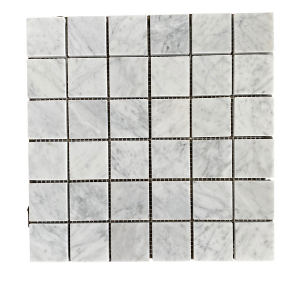 Bianco Carrara Mosaic 2" Tile Polished Square | Floor Tile | Wall Tile | Bathroom Tile | Kitchen Backsplash | White Marble Mosaic| Shower Tile All Marble Tiles