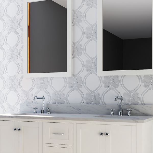 Pumpkin Waterjet Mosaic Tile for Kitchen Backsplash| White Mosaic Tile| Bathroom Tile| Accent Mosaic| White Marble Tile| Shower Floor| Luxury Tile All Marble Tiles