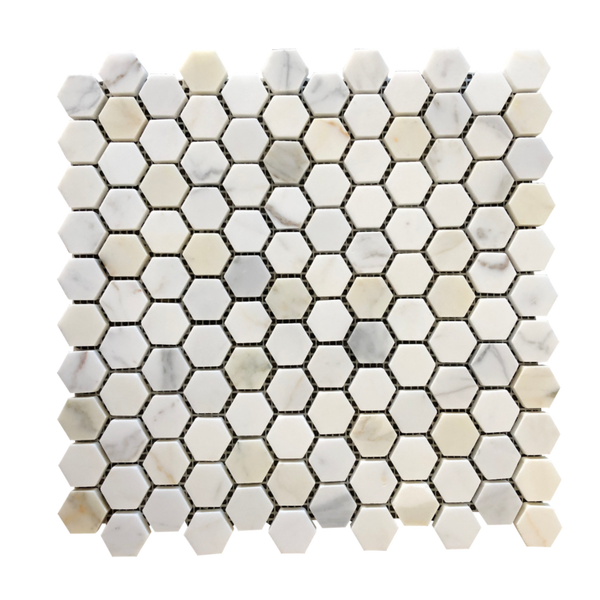 Calacatta Marble Mosaic Polished Hexagon 1" - All Marble Tiles