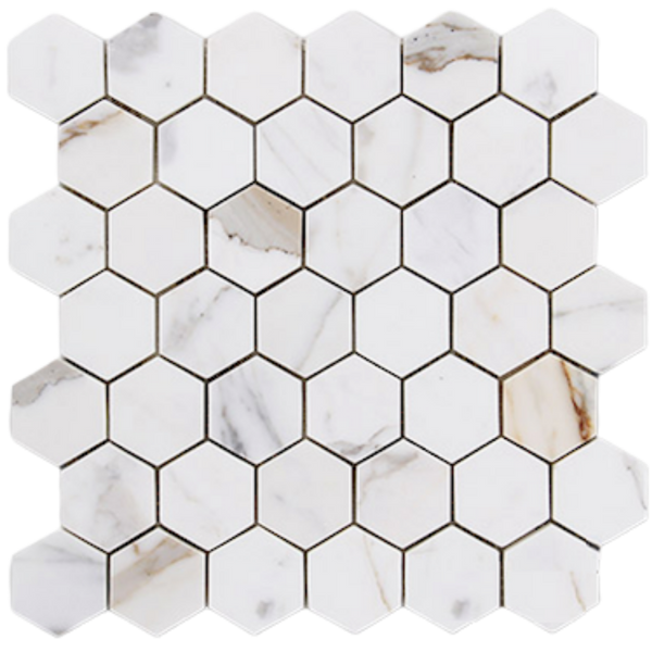 Calacatta Marble Mosaic Polished Hexagon 2" All Marble Tiles