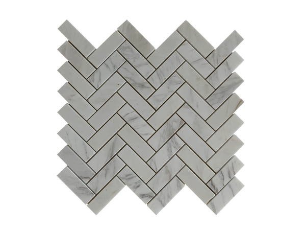 Volakas Marble Mosaic Polished Herringbone 1"x2-1/2" All Marble Tiles