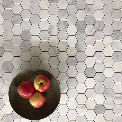 Arabescato Carrara Marble 2" Hexagon Honed Backsplash Tile| Kitchen Mosaic| Wall and Floor Mosaic| Bathroom Mosaic| Shower Mosaic Tile All Marble Tiles
