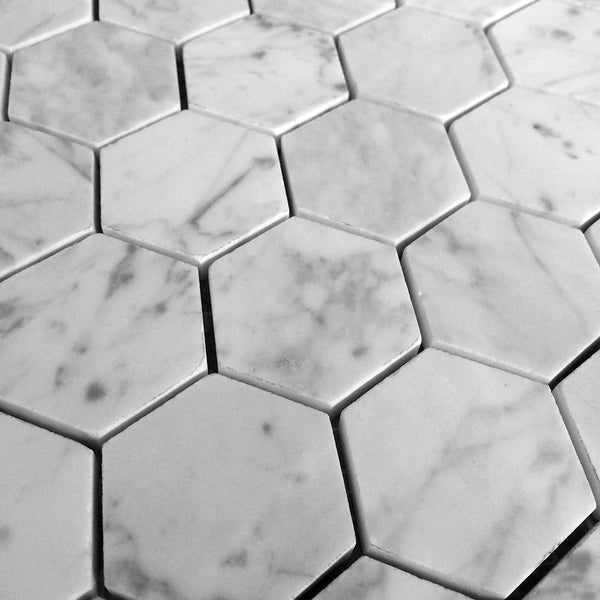 Bianco Carrara 2" Marble Hexagon Mosaic Polished All Marble Tiles