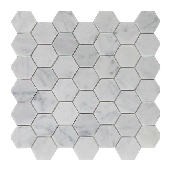 Bianco Carrara 2" Marble Hexagon Mosaic Honed All Marble Tiles
