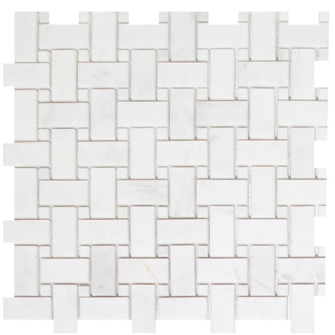 Dolomite Basketweave With Dolomite Dot Mosaic Polished All Marble Tiles