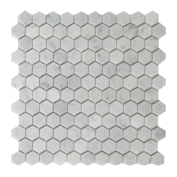 Bianco Carrara 1 Inch Marble Honey Comb Mosaic Honed All Marble Tiles