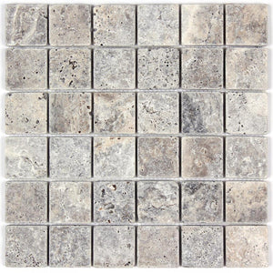 Silver Travertine Tumbled 2x2 Mosaic Tile All Marble Tiles