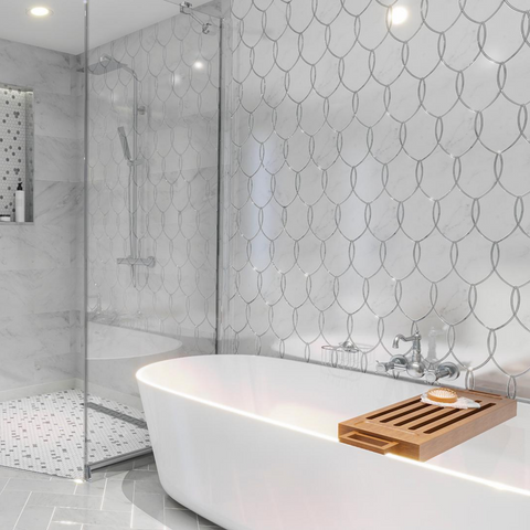 Gentle Net Waterjet Mosaic Bianco Carrara All Marble Tiles