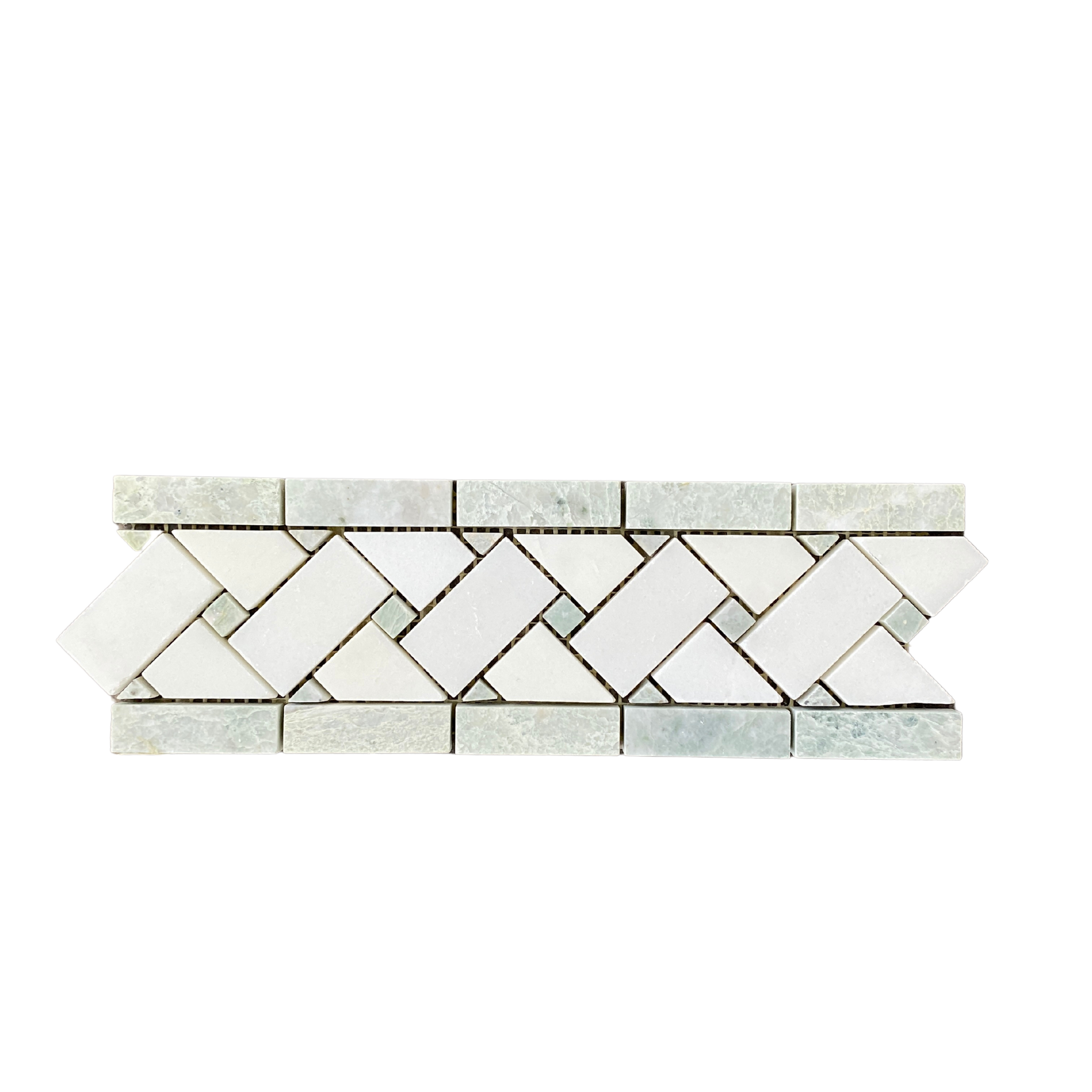 Ming Green and Pure White Basketweave Border Tile Polished – All Marble ...
