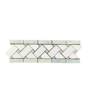 Ming Green and Pure White Basketweave Border Tile Polished – All Marble ...